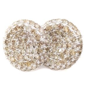 Gorgeous 2ct Pierced Natural Diamond Pave Cluster 18k White Gold Disc Earrings